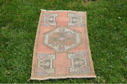 Vintage Handmade Turkish Small Area Rug Doormat For Home Decor 2'11,8" X 1'6,5"
