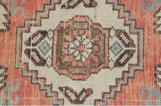 Turkish Handmade Vintage Small Area Rug Doormat For Home Decor 2'10,6" X 1'7,3"