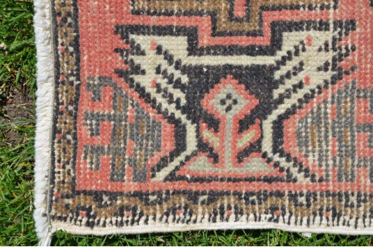 Vintage Handmade Turkish Small Area Rug Doormat For Home Decor 3'1" X 1'6,9"