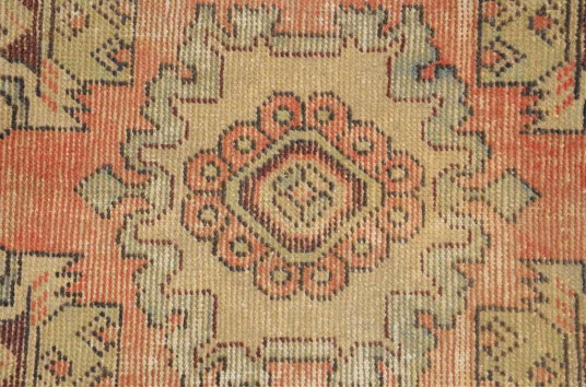 Handmade Turkish Vintage Small Area Rug Doormat For Home Decor 2'11,4" X 1'6,9"