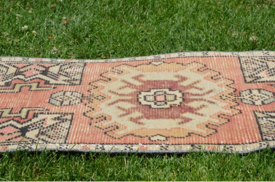 Turkish Handmade Vintage Small Area Rug Doormat For Home Decor 2'10,3" X 1'5,7"