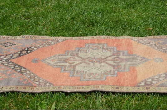 Unique Turkish Vintage Small Area Rug Doormat For Home Decor 3'1,4" X 1'4,1"