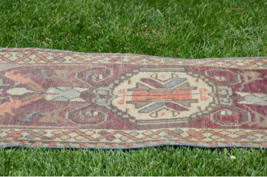 Unique Turkish Vintage Small Area Rug Doormat For Home Decor 3'3,8" X 1'6,1"