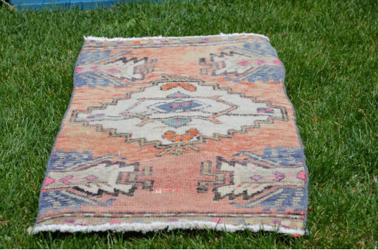 Natural Turkish Vintage Small Area Rug Doormat For Home Decor 2'7,9" X 1'4,9"