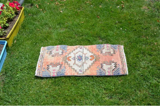 Natural Turkish Vintage Small Area Rug Doormat For Home Decor 2'7,9" X 1'4,9"