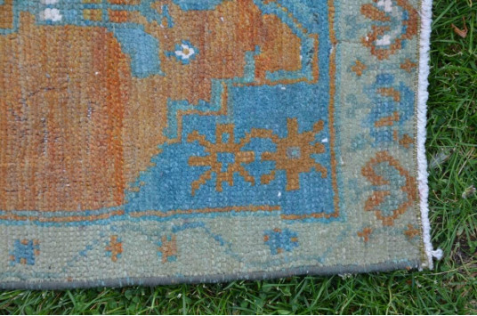 Unique Turkish Vintage Small Area Rug Doormat For Home Decor 3'2,6" X 1'5,7"