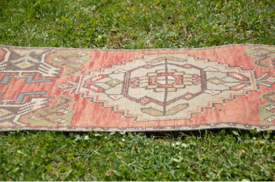 Vintage Handmade Turkish Small Area Rug Doormat For Home Decor 3'2,6" X 1'5,7"