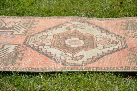 Vintage Handmade Turkish Small Area Rug Doormat For Home Decor 2'11" X 1'6,1"