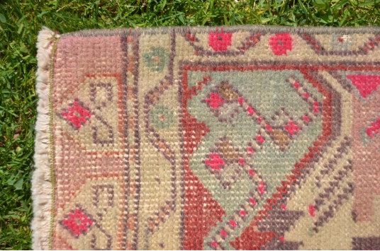 Unique Turkish Vintage Small Area Rug Doormat For Home Decor 3'7,3" X 1'8,5"