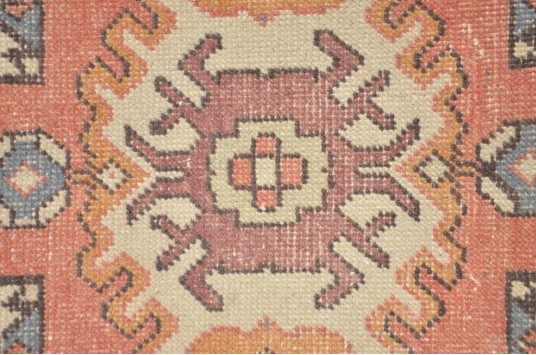 Natural Turkish Vintage Small Area Rug Doormat For Home Decor 3'0,6" X 1'5,7"