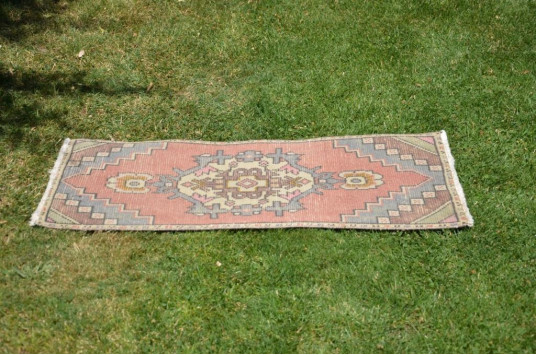 Natural Turkish Vintage Small Area Rug Doormat For Home Decor 3'2,2" X 1'5,7"