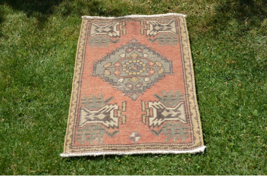 Natural Turkish Vintage Small Area Rug Doormat For Home Decor 2'11,8" X 1'6,1"