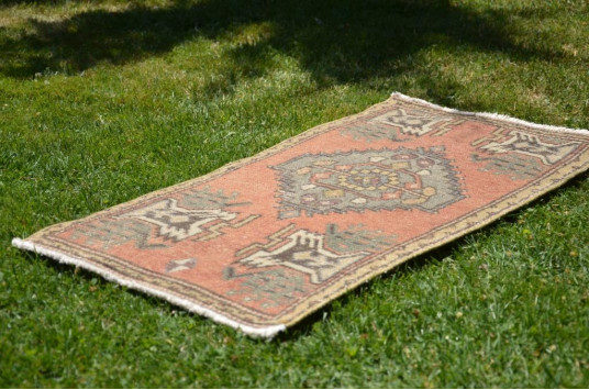Natural Turkish Vintage Small Area Rug Doormat For Home Decor 2'11,8" X 1'6,1"