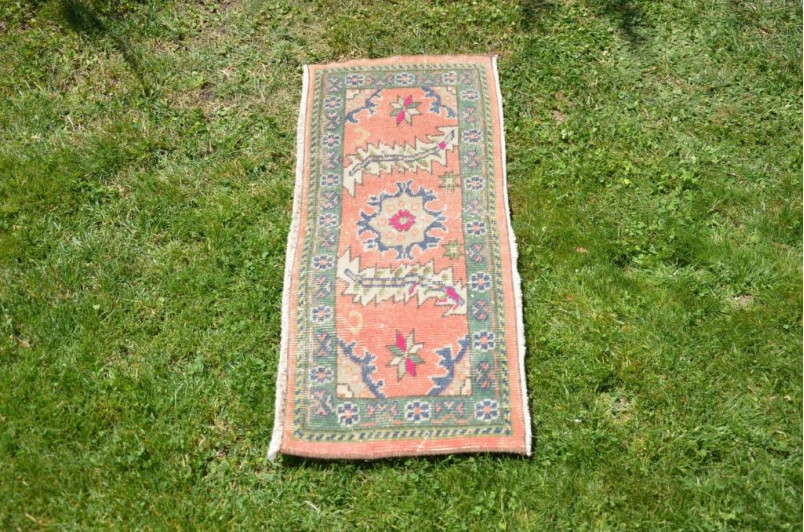 Unique Turkish Vintage Small Area Rug Doormat For Home Decor 3'1,8" X 1'3"