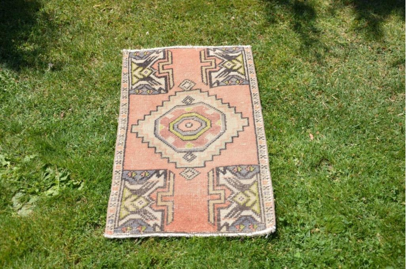 Natural Turkish Vintage Small Area Rug Doormat For Home Decor 2'11,8" X 1'7,3"
