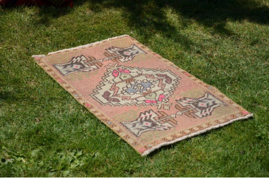 Natural Turkish Vintage Small Area Rug Doormat For Home Decor 2'11,8" X 1'7,7"