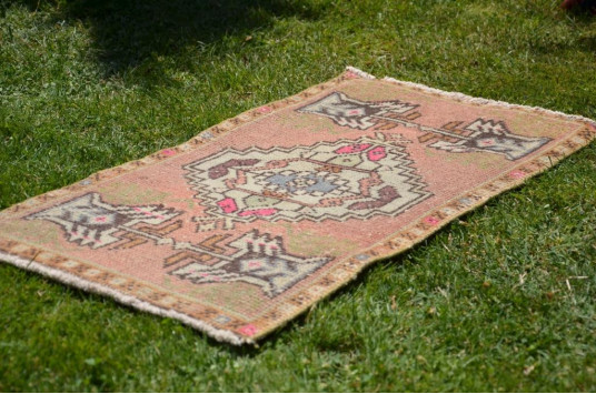 Natural Turkish Vintage Small Area Rug Doormat For Home Decor 2'11,8" X 1'7,7"