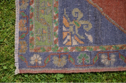 Unique Turkish Vintage Small Area Rug Doormat For Home Decor 3'4,2" X 1'9,3"