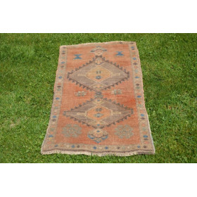 Natural Turkish Vintage Small Area Rug Doormat For Home Decor 2'11,4" X 1'7,7"