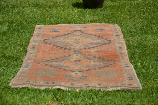 Natural Turkish Vintage Small Area Rug Doormat For Home Decor 2'11,4" X 1'7,7"