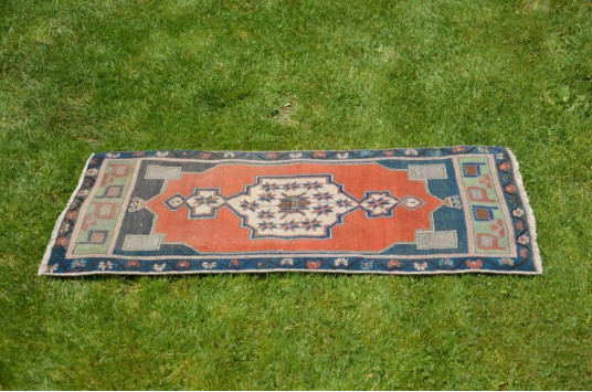 Natural Turkish Vintage Small Area Rug Doormat For Home Decor 3'4,9" X 1'6,9"