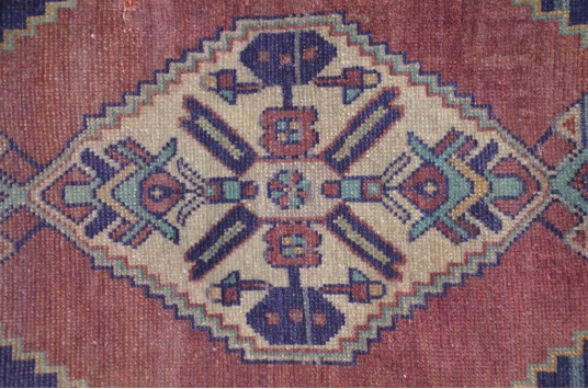 Natural Turkish Vintage Small Area Rug Doormat For Home Decor 3'7,3" X 1'8,1"