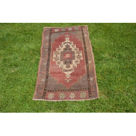 Natural Turkish Vintage Small Area Rug Doormat For Home Decor 3'11,2" X 1'8,9"