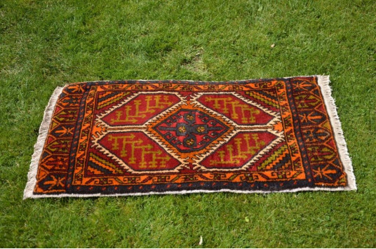 Natural Turkish Vintage Small Area Rug Doormat For Home Decor 3'0,6" X 1'9,7"