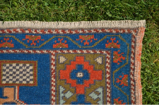 Unique Turkish Vintage Small Area Rug Doormat For Home Decor 3'11,6" X 1'4,9"
