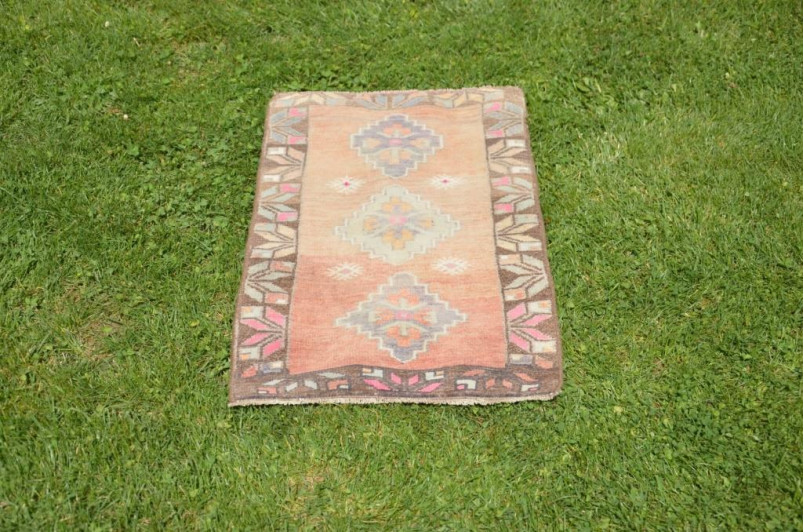 Natural Turkish Vintage Small Area Rug Doormat For Home Decor 2'5,9" X 1'4,5"