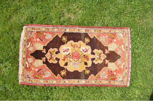 Unique Turkish Vintage Small Area Rug Doormat For Home Decor 3'3" X 1'8,9"