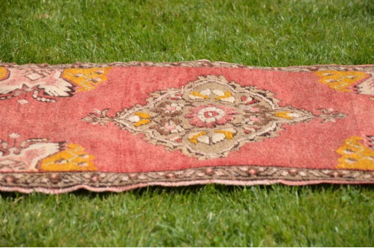 Natural Turkish Vintage Small Area Rug Doormat For Home Decor 3'2,2" X 1'7,3"