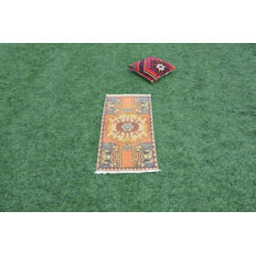 Natural Turkish Vintage Small Area Rug Doormat For Home Decor 2'11" X 1'5,7"