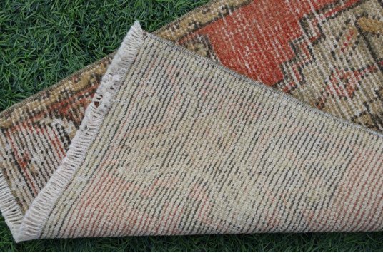 Natural Turkish Vintage Small Area Rug Doormat For Home Decor 3'1" X 1'5,7"