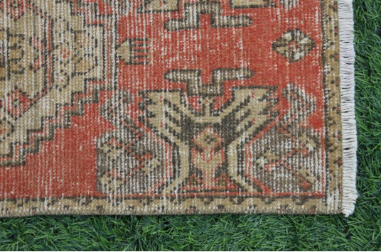 Natural Turkish Vintage Small Area Rug Doormat For Home Decor 3'1" X 1'5,7"