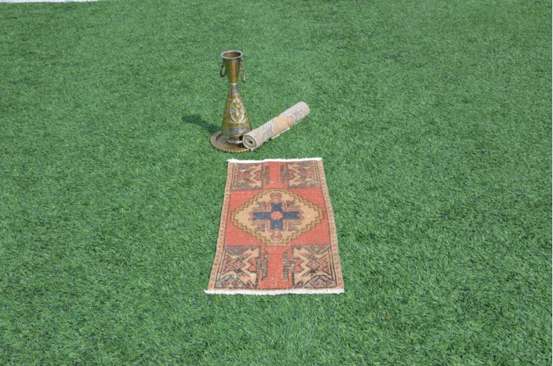 Vintage Handmade Turkish Small Area Rug Doormat For Home Decor 2'10,6" X 1'5,7"