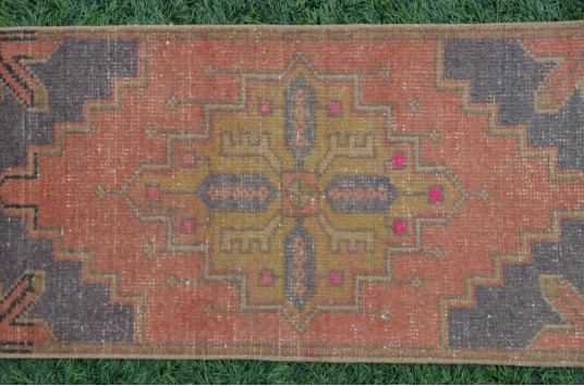 Unique Turkish Vintage Small Area Rug Doormat For Home Decor 2'11,4" X 1'7,3"