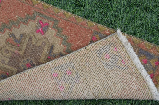 Natural Turkish Vintage Small Area Rug Doormat For Home Decor 2'11" X 1'6,1"