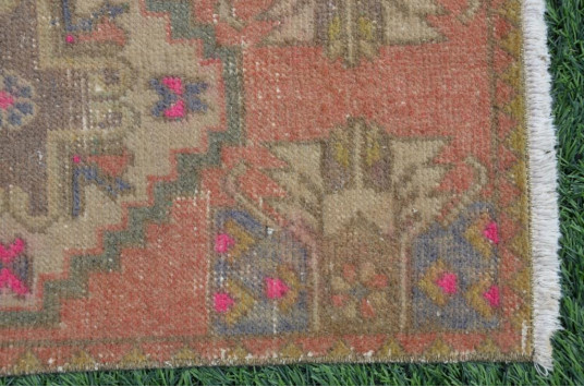 Natural Turkish Vintage Small Area Rug Doormat For Home Decor 2'11" X 1'6,1"