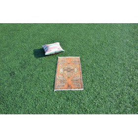 Vintage Handmade Turkish Small Area Rug Doormat For Home Decor 2'8,7" X 1'5,3"