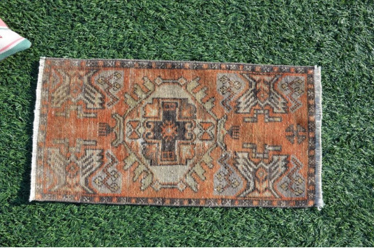 Vintage Handmade Turkish Small Area Rug Doormat For Home Decor 2'8,7" X 1'5,3"