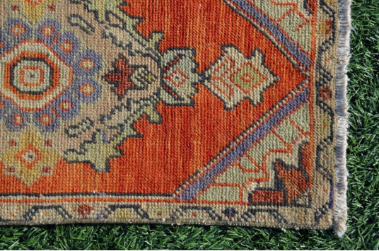 Natural Turkish Vintage Small Area Rug Doormat For Home Decor 2'10,6" X 1'4,5"