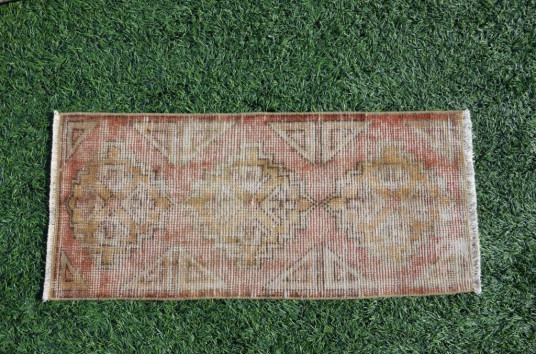 Natural Turkish Vintage Small Area Rug Doormat For Home Decor 3'0,2" X 1'4,1"