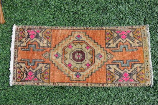 Natural Turkish Vintage Small Area Rug Doormat For Home Decor 3'1,8" X 1'4,5"