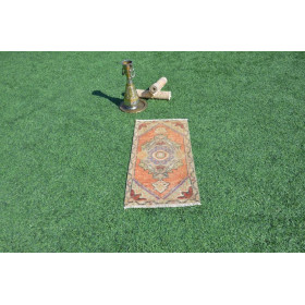 Turkish Handmade Vintage Small Area Rug Doormat For Home Decor 2'11,8" X 1'6,1"