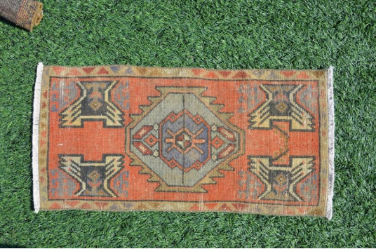 Natural Turkish Vintage Small Area Rug Doormat For Home Decor 2'11,4" X 1'5,3"