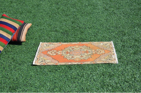 Turkish Handmade Vintage Small Area Rug Doormat For Home Decor 2'10,3" X 1'4,9"