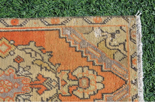Turkish Handmade Vintage Small Area Rug Doormat For Home Decor 2'10,3" X 1'4,9"