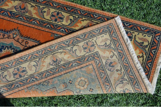 Unique Turkish Vintage Small Area Rug Doormat For Home Decor 3'4,2" X 1'10"
