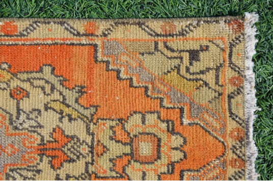 Natural Turkish Vintage Small Area Rug Doormat For Home Decor 2'9,1" X 1'4,5"